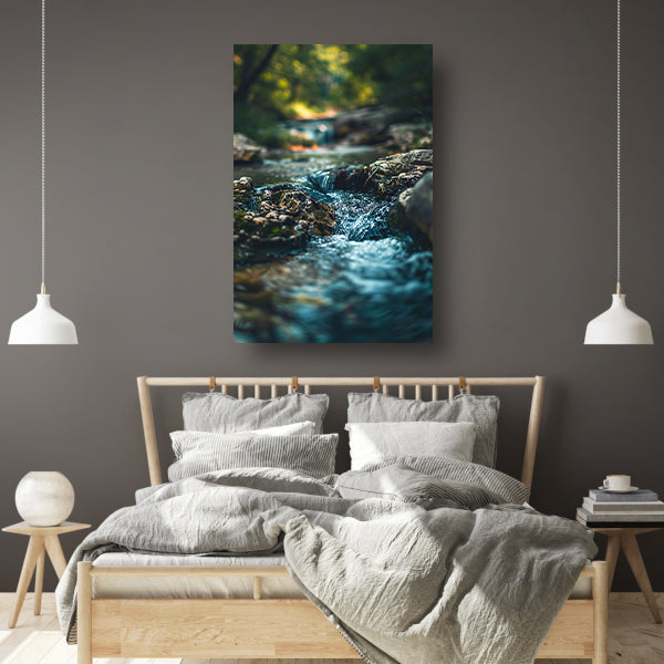 Beekje Tussen Stenen In Bos poster