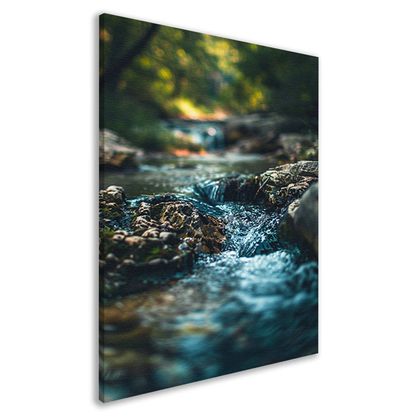 Beekje Tussen Stenen In Bos canvas