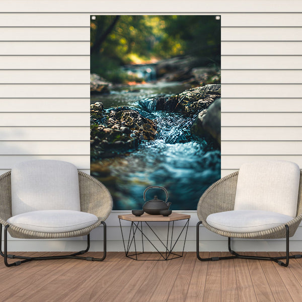 Beekje Tussen Stenen In Bos tuinposter