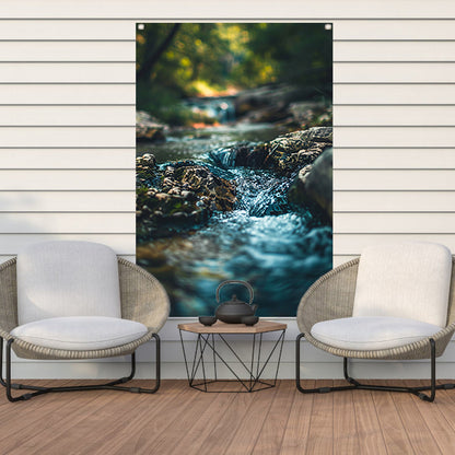 Beekje Tussen Stenen In Bos tuinposter