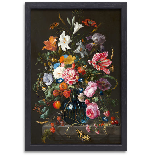 Vaas met bloemen - Jan Davidsz. de Heem canvas met baklijst