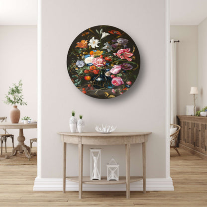 Vaas met bloemen - Jan Davidsz. de Heem aluminium muurcirkel