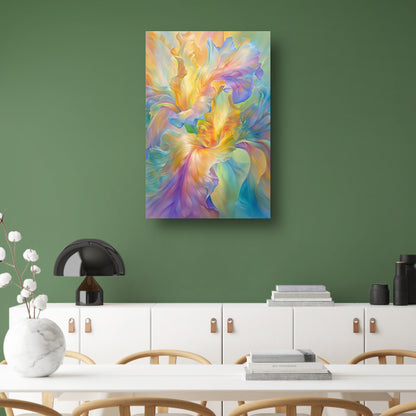 Abstracte bloem in pastelkleuren schilderij poster