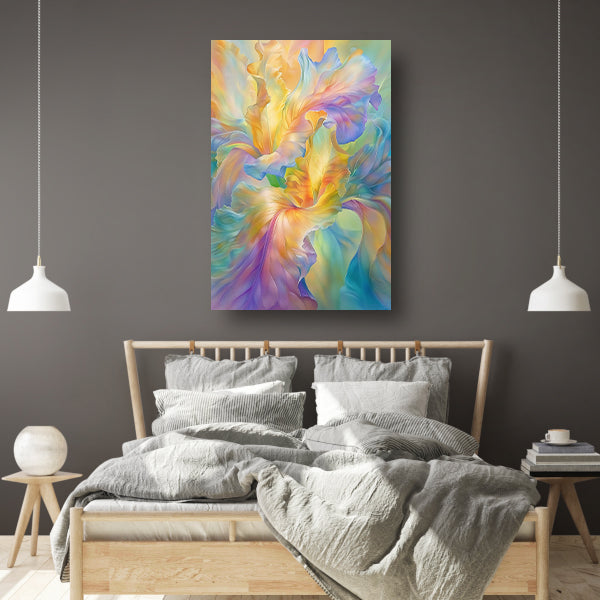 Abstracte bloem in pastelkleuren schilderij poster