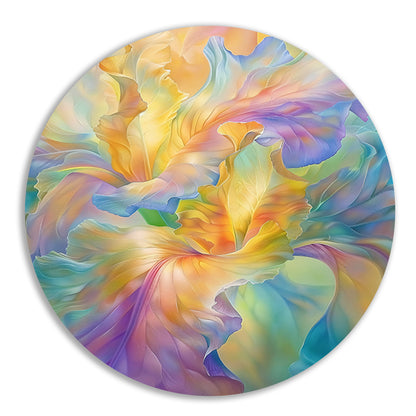 Abstracte bloem in pastelkleuren schilderij aluminium muurcirkel