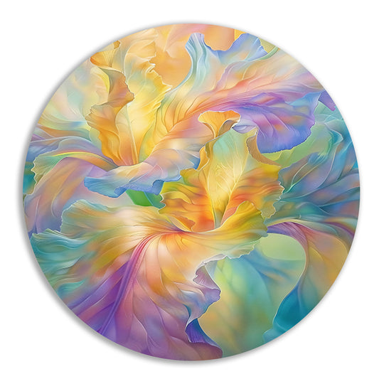 Abstracte bloem in pastelkleuren schilderij aluminium muurcirkel