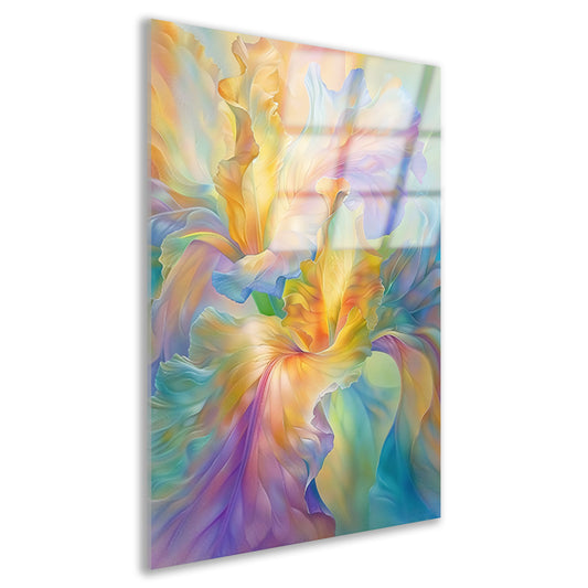 Abstracte bloem in pastelkleuren schilderij acrylglas