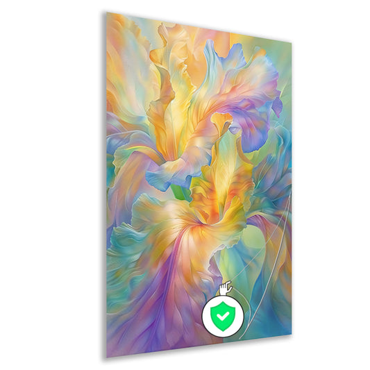 Abstracte bloem in pastelkleuren schilderij poster