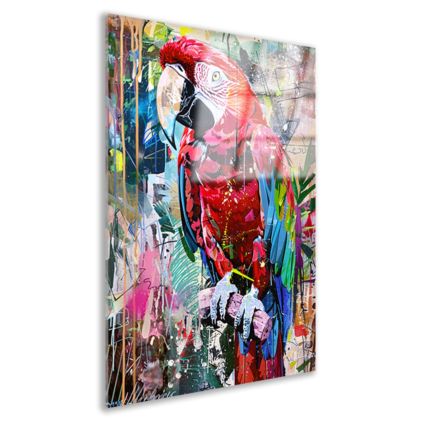 Kleurrijke abstracte papegaai in graffiti-stijl acrylglas
