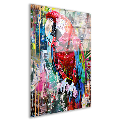 Kleurrijke abstracte papegaai in graffiti-stijl acrylglas