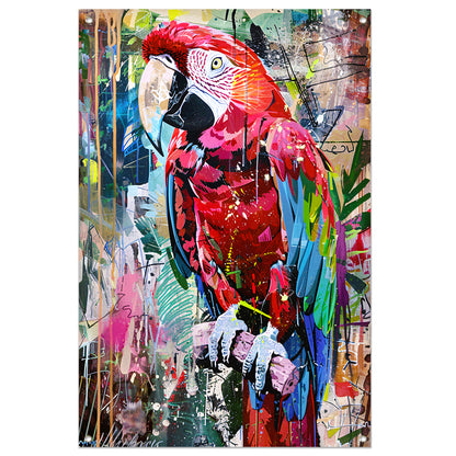 Kleurrijke abstracte papegaai in graffiti-stijl tuinposter