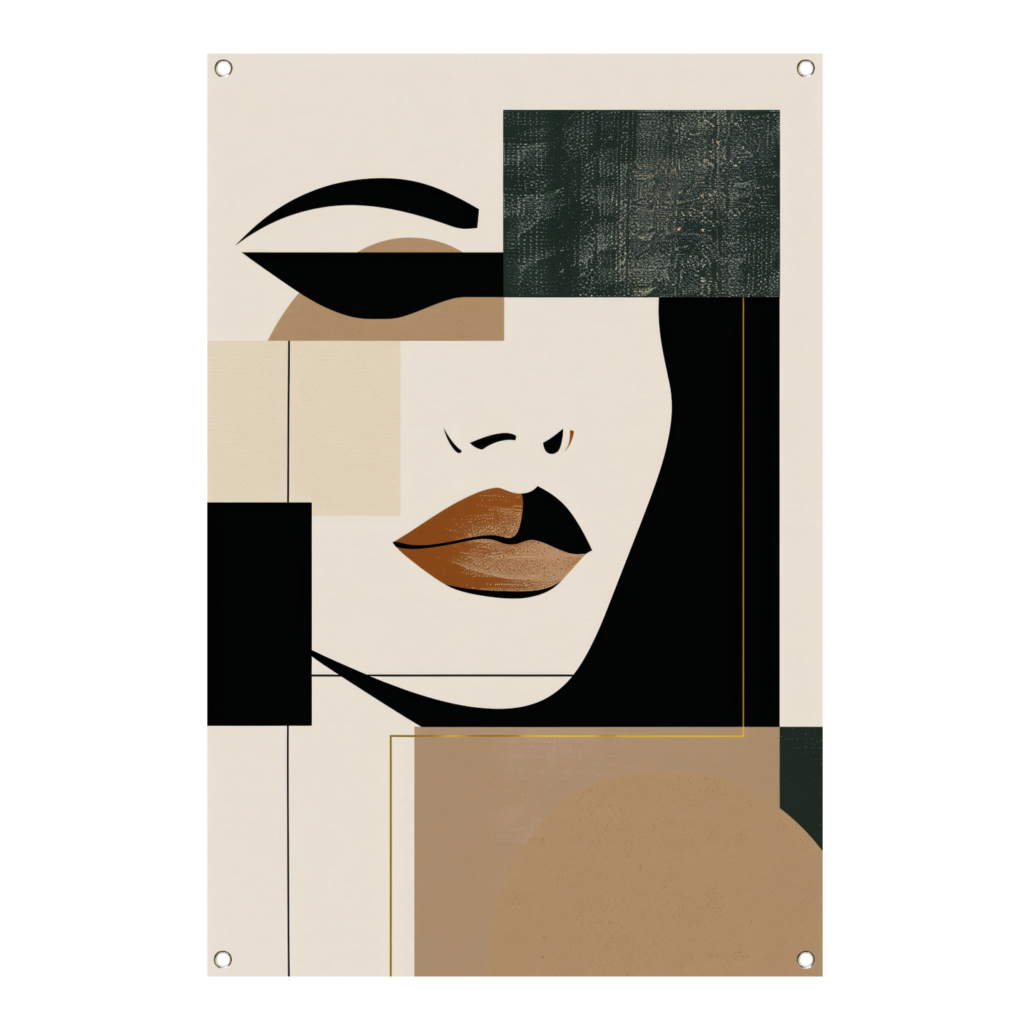 Abstracte vrouw in Art Deco stijl met beige tinten tuinposter