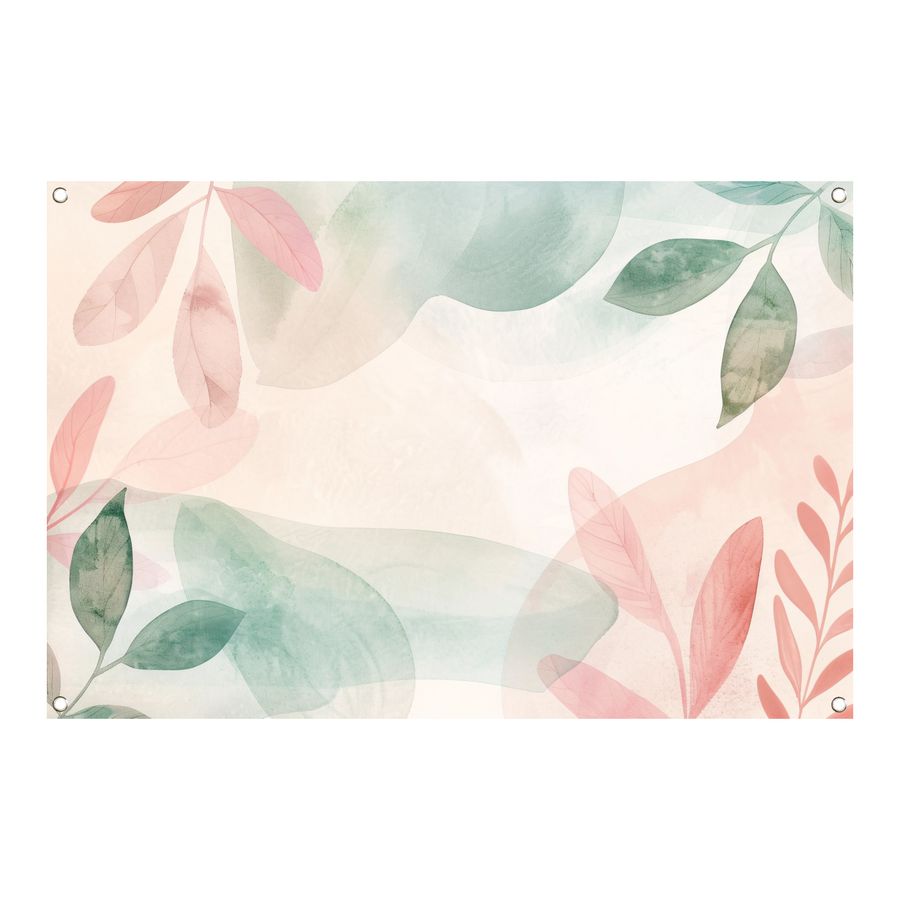 Abstract Aquarel Bladeren in Pastelkleuren tuinposter