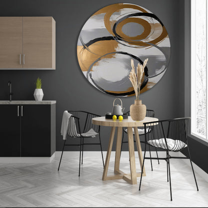 Abstracte compositie van monochrome cirkels aluminium muurcirkel