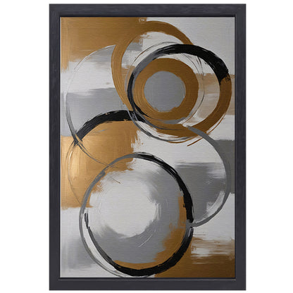 Abstracte compositie van monochrome cirkels canvas met baklijst