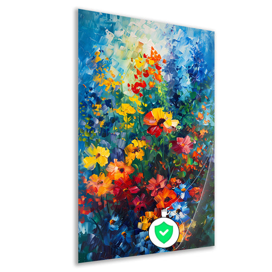 Kleurrijk abstract bloemenveld schilderij poster