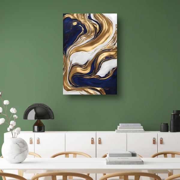 Golvend Goud en Marine Abstract Ontwerp poster