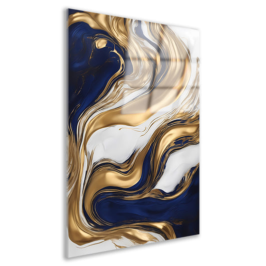Golvend Goud en Marine Abstract Ontwerp acrylglas