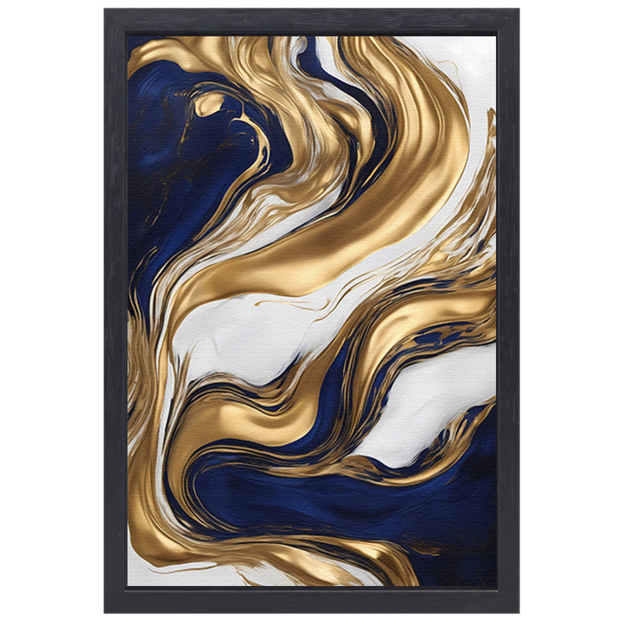 Golvend Goud en Marine Abstract Ontwerp canvas met baklijst