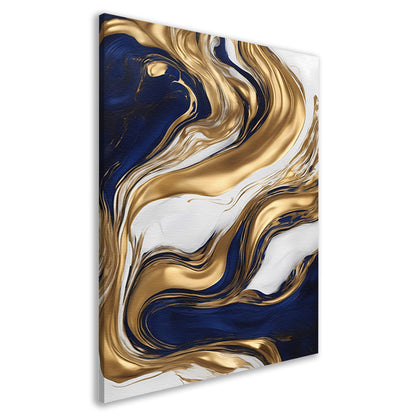 Golvend Goud en Marine Abstract Ontwerp canvas