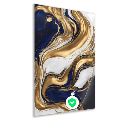 Golvend Goud en Marine Abstract Ontwerp poster