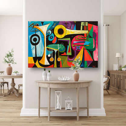 Abstracte muzikale vormen in levendige kleuren acrylglas