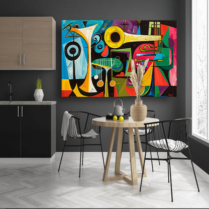 Abstracte muzikale vormen in levendige kleuren acrylglas