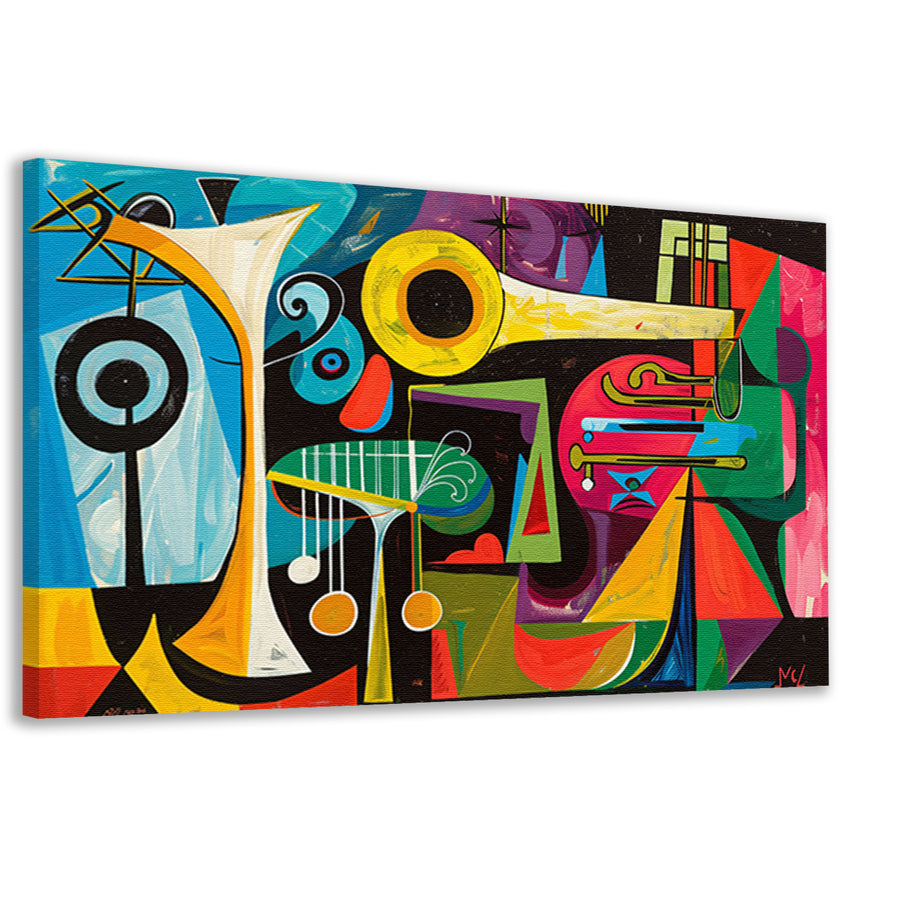Abstracte muzikale vormen in levendige kleuren canvas