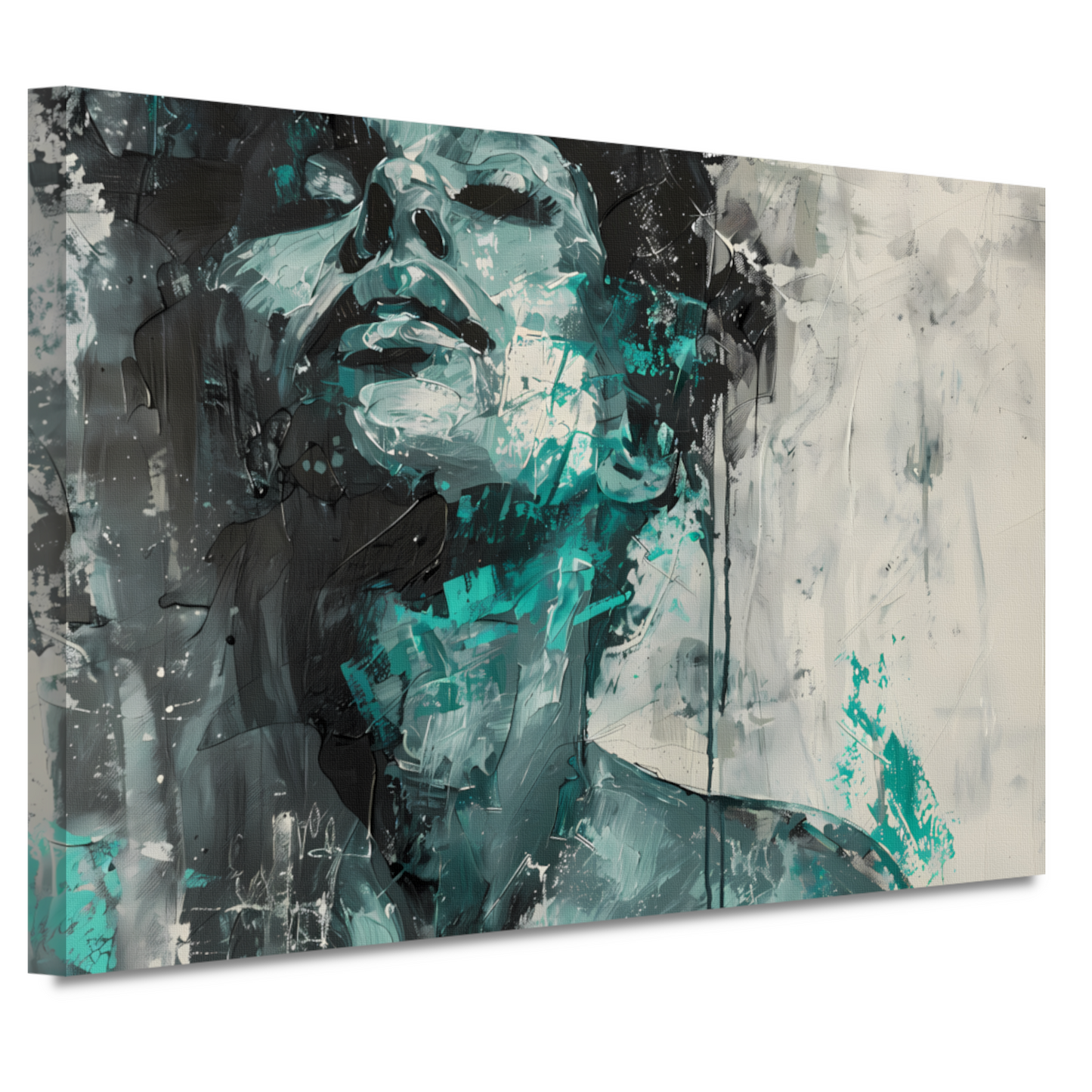 Turquoise Emotie Abstracte Dynamiek canvas