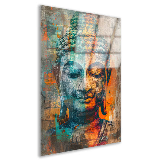 Kleurrijk rustiek Boeddha-portret voor serene sfeer acrylglas
