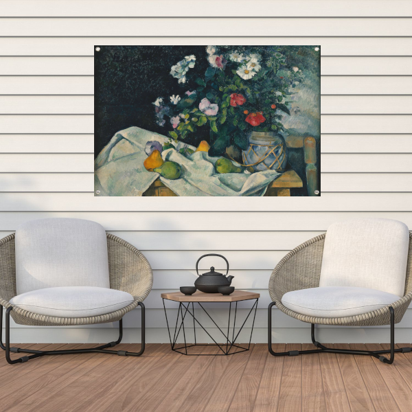 Stilleven met bloemen en fruit - Paul Cézanne tuinposter