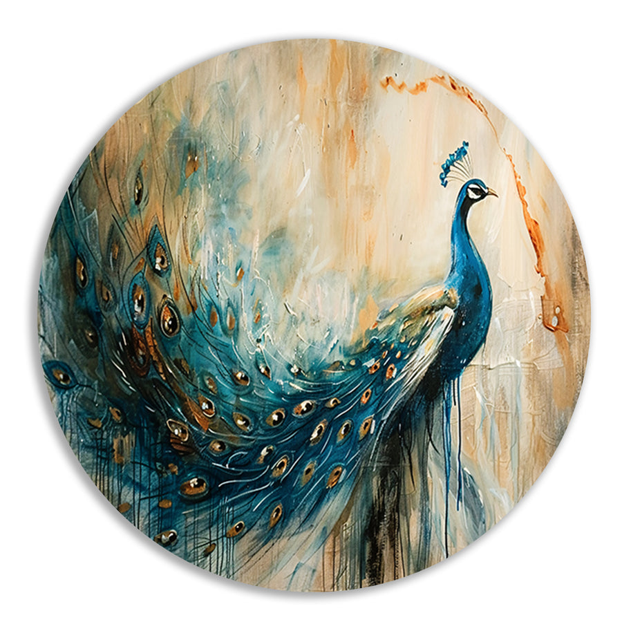 Abstracte surrealistische schilderij van een pauw forex muurcirkel
