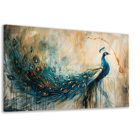 Abstracte surrealistische schilderij van een pauw canvas