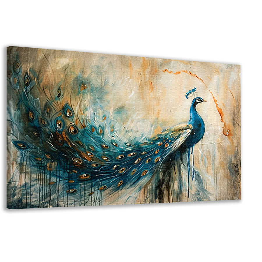 Abstracte surrealistische schilderij van een pauw canvas