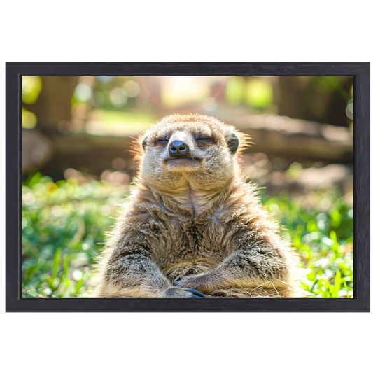 Luiaard genietend van zon in natuur canvas met baklijst