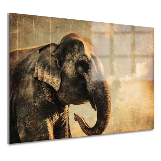 Olifant Tegen Oude Wereldkaart Achtergrond acrylglas