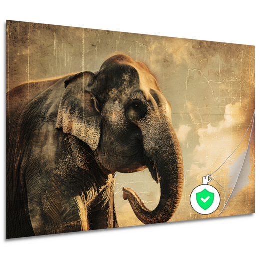 Olifant Tegen Oude Wereldkaart Achtergrond poster