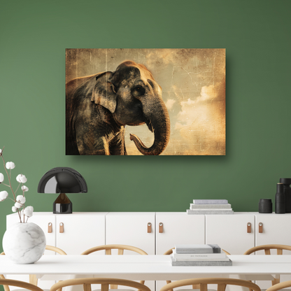 Olifant Tegen Oude Wereldkaart Achtergrond poster