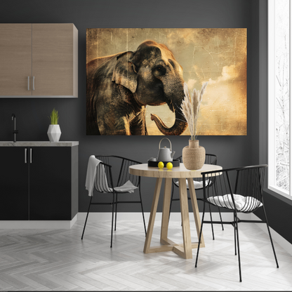 Olifant Tegen Oude Wereldkaart Achtergrond poster