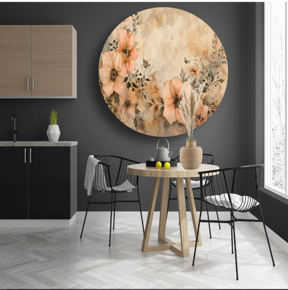 Rustieke Bloemen in Sepia Waterverf forex muurcirkel