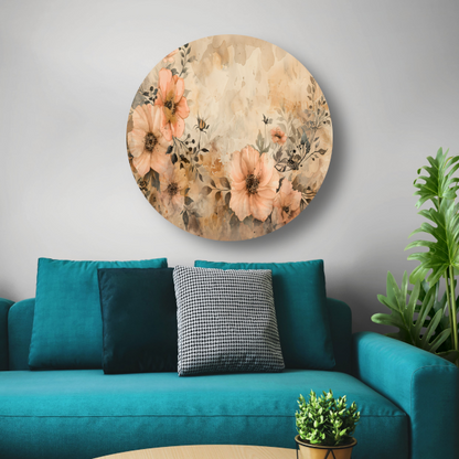 Rustieke Bloemen in Sepia Waterverf forex muurcirkel