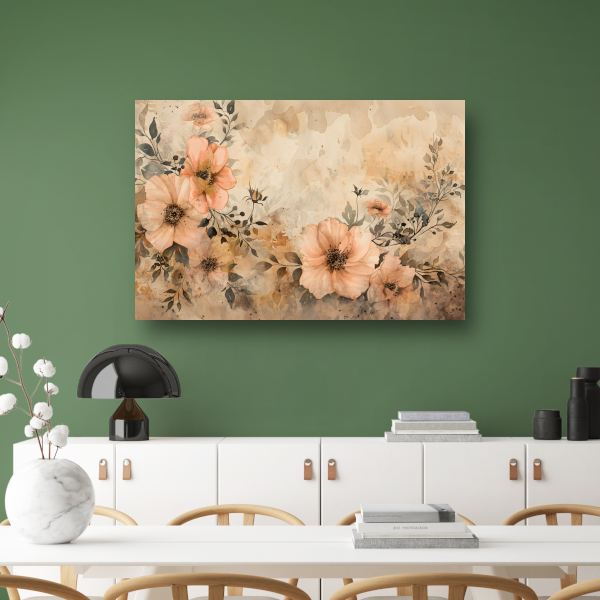 Rustieke Bloemen in Sepia Waterverf canvas