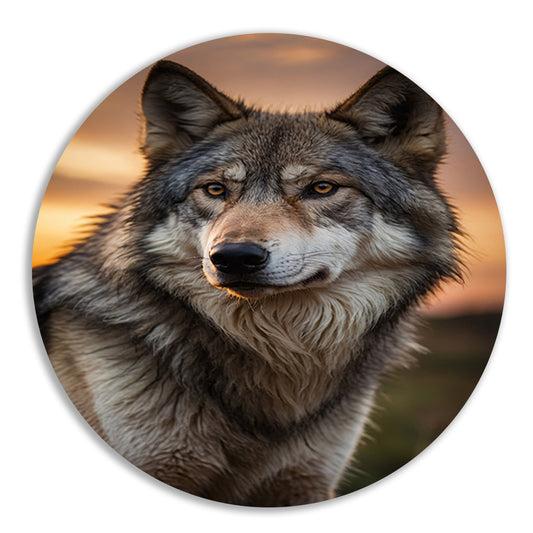 Prachtig wolfportret tijdens zonsondergang forex muurcirkel