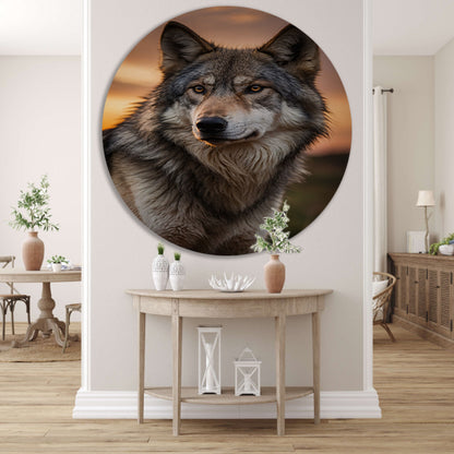 Prachtig wolfportret tijdens zonsondergang forex muurcirkel