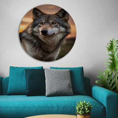 Prachtig wolfportret tijdens zonsondergang forex muurcirkel