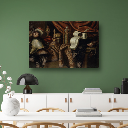 Stilleven met helm - Francesco Maltese canvas met baklijst