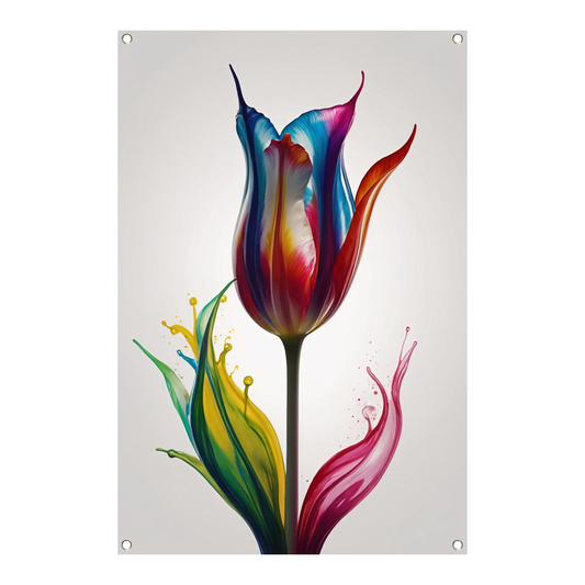 Moderne Kleurrijke Tulp in Vloeibare Stijl tuinposter