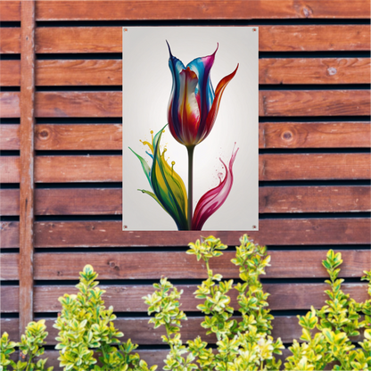 Moderne Kleurrijke Tulp in Vloeibare Stijl tuinposter