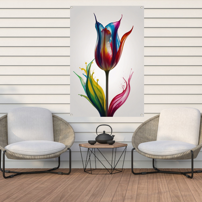 Moderne Kleurrijke Tulp in Vloeibare Stijl tuinposter