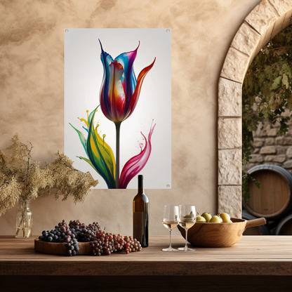 Moderne Kleurrijke Tulp in Vloeibare Stijl tuinposter